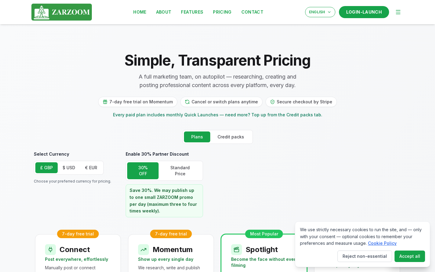 Change your plan: pricing