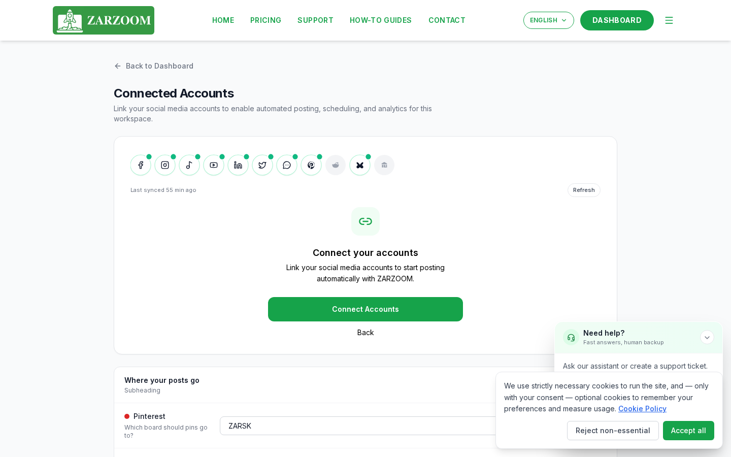 Connect your social accounts: connect accounts